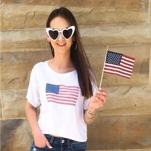 Women's White Flag Print Top